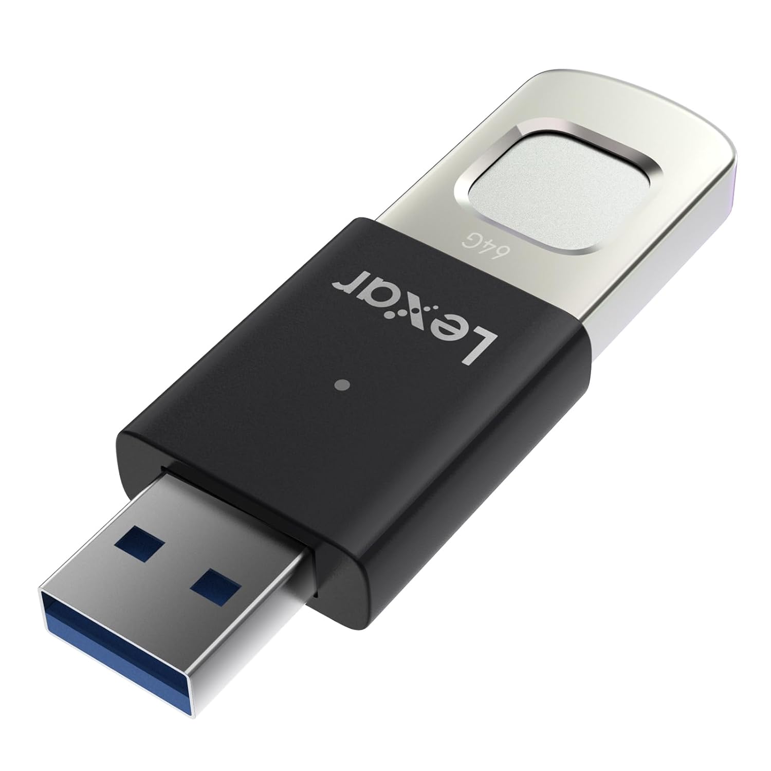 Lexar JumpDrive Fingerprint F35 PRO 64 GB USB 3.0 Flash Sürücü, 300 MB/s'ye kadar okuma/150 MB/s yazma, USB bellek, 10 parmak izi kimliğine izin verilir, bellek çubuğu, PC/Laptop (LJDF35P064G-RNBNG)