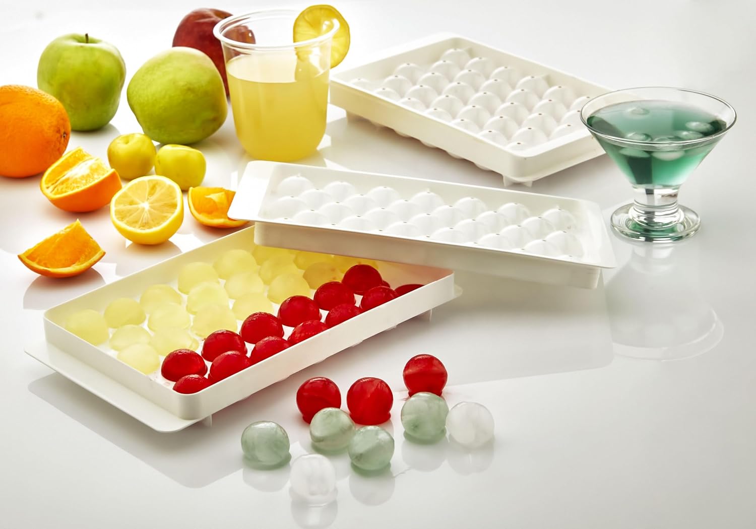 Rotanev Pratik 33'lü Küre Misket Buz Kalıbı Kapaklı 33 Hazneli Yuvarlak Buz Kalıbı Kokteyl Sunum Buz Kalıbı