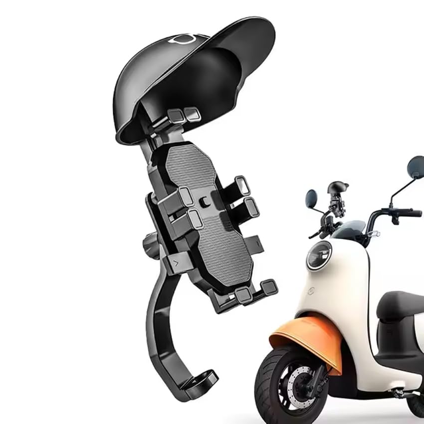 Coverzone Bisiklet Motosiklet ve Scooter için Dikiz Ayna Uyumlu Telefon Tutucu Orjinal Malzeme Yüksek Kalite Güneşlik Tasarımlı Universal Modellere Uyumlu Kolay Kurulum (ZR730 - Dikiz Ayna Tutucu)