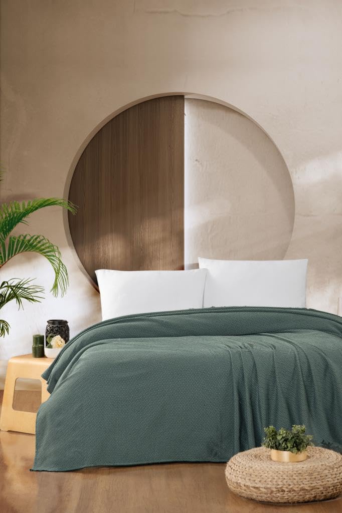 Mulberry Macar Çift Kişilik Pike Pamuklu Yatak Örtüsü 220x230 Yeşil