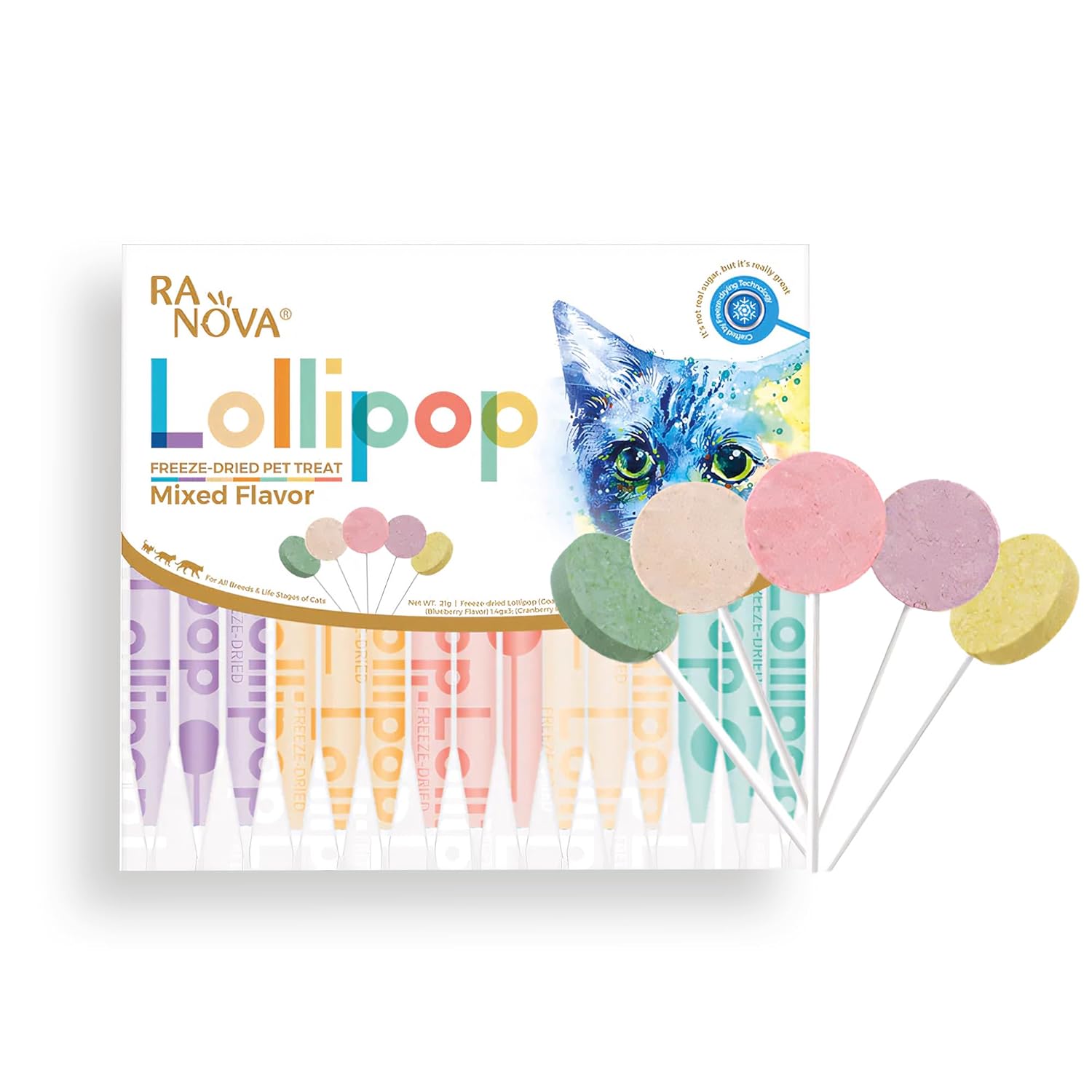 RA NOVA Kediler Için Karışık Lezzetli Lolipop *1.4g *15'li
