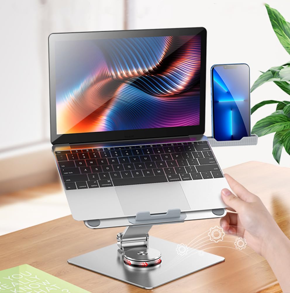 Yüksek Kaliteli Metal Taşınabilir Katlanabilir Laptop Notebook Macbook ile Uyumlu Bilgisayar Standı 360 Derece Dönebilir Yükseklik Ayarlı