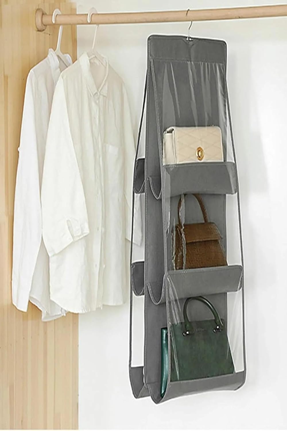 İNKOHA 6 Cepli Çanta ve Ayakkabı Düzenleyici Organizer Gri