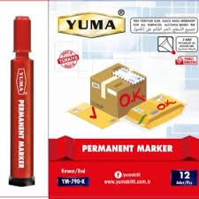 Yuma Koli Kalemi Yuvarlak Uçlu -Siyah-Kırmızı-Mavi renlerde (12 adet) (Kırmızı)