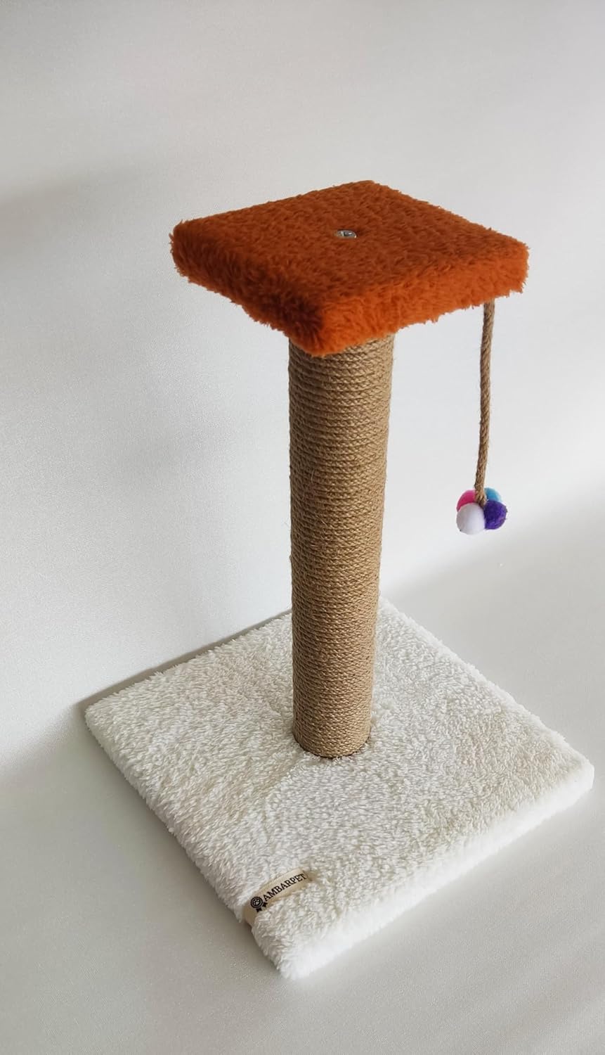 Tek Katlı Stepli Beyaz Kedi Tırmalama Tahtası