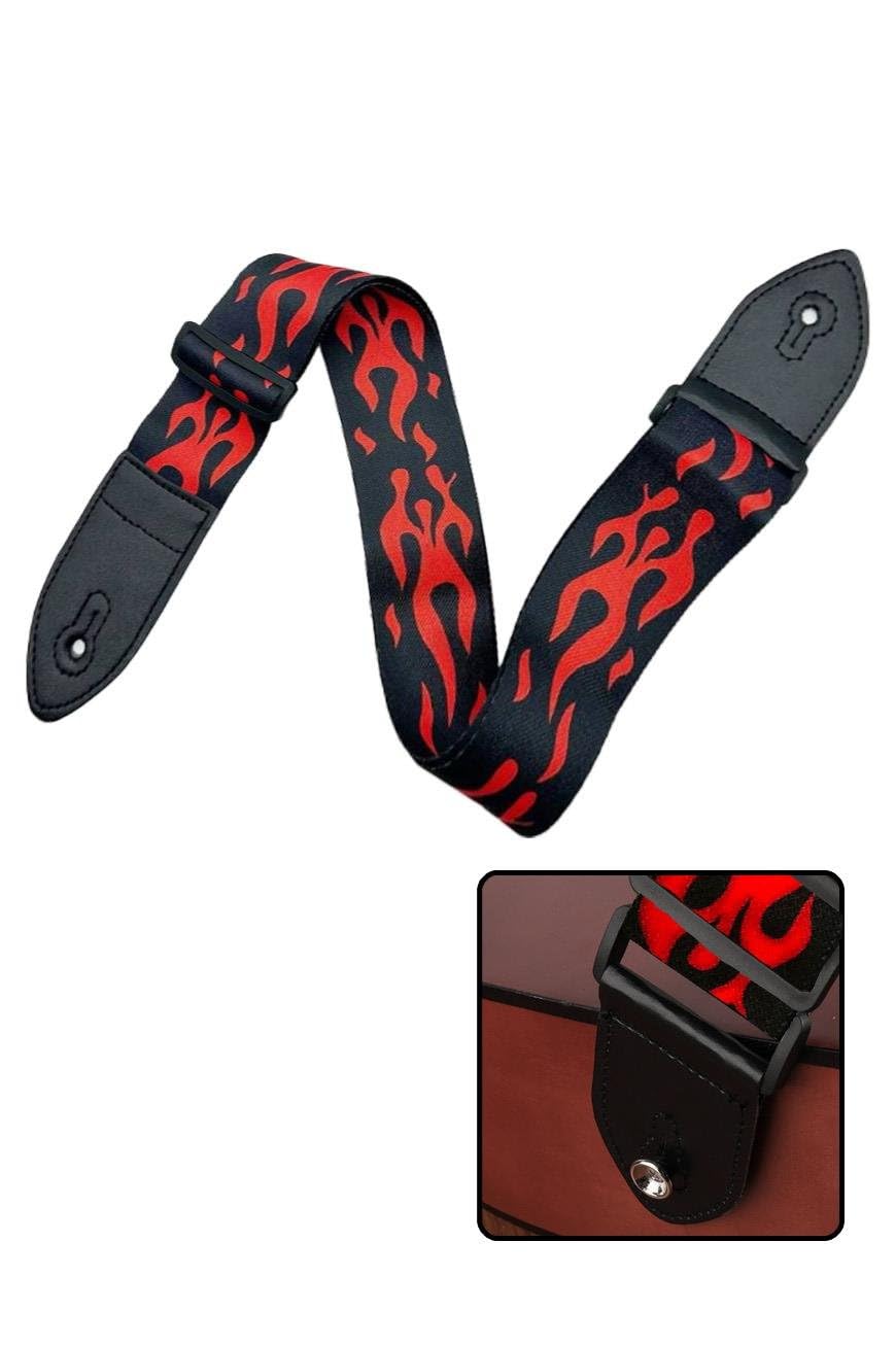 Midex SR-11RD Gitar Omuz Askısı Siyah-Kırmızı Renk Desenli Uzunluk 90-143 cm