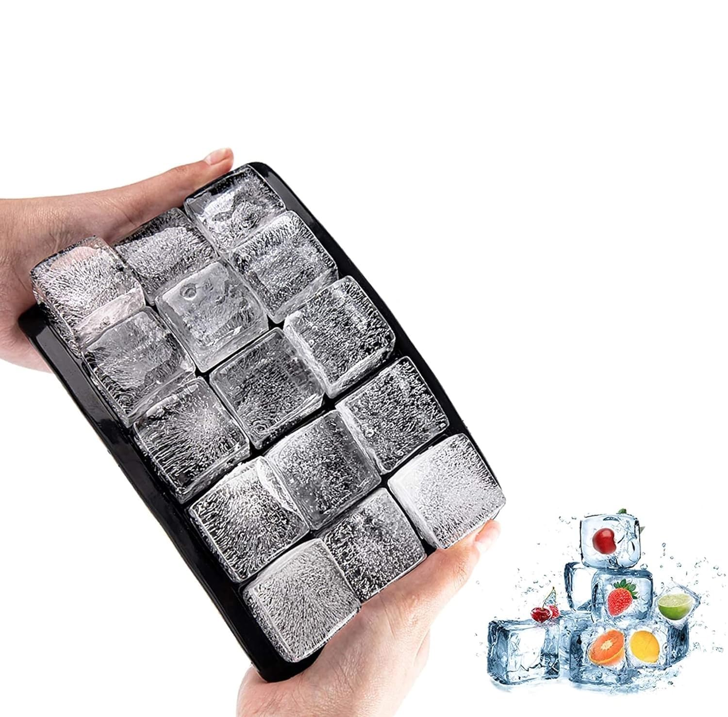 Orret Home 2 Adet Kare Buz Kalıbı, 15 Bölmeli Çok Amaçlı Buz Küpü Kalıbı, Kolay Serbest Bırakma Özelliği, Kahve ve Ev Yapımı İçecekler için İdeal Dondurucu Kalıpları (2 Adet)