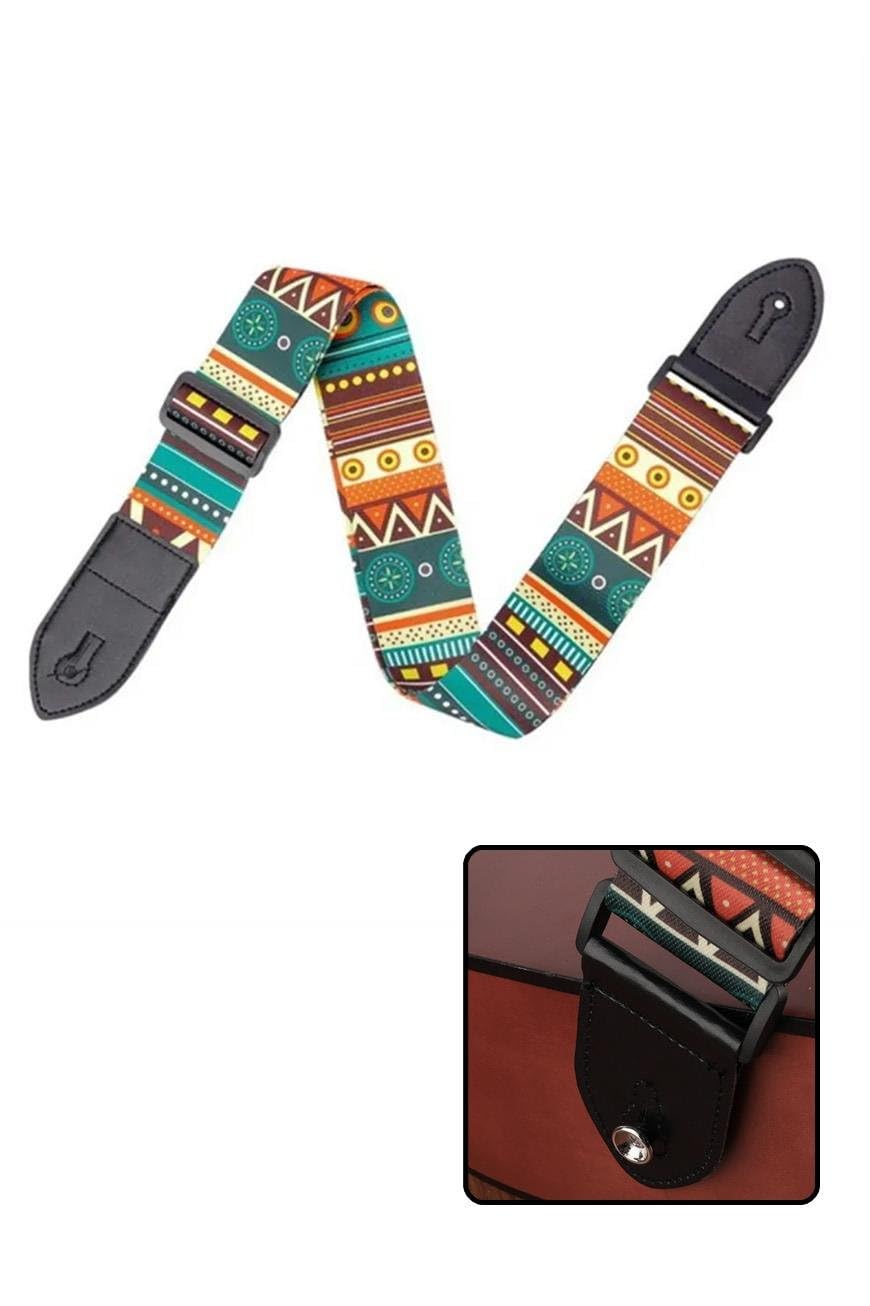 Midex SR-11GRN Gitar Omuz Askısı, Çok Renkli Desenli Uzunluk 90-143 cm