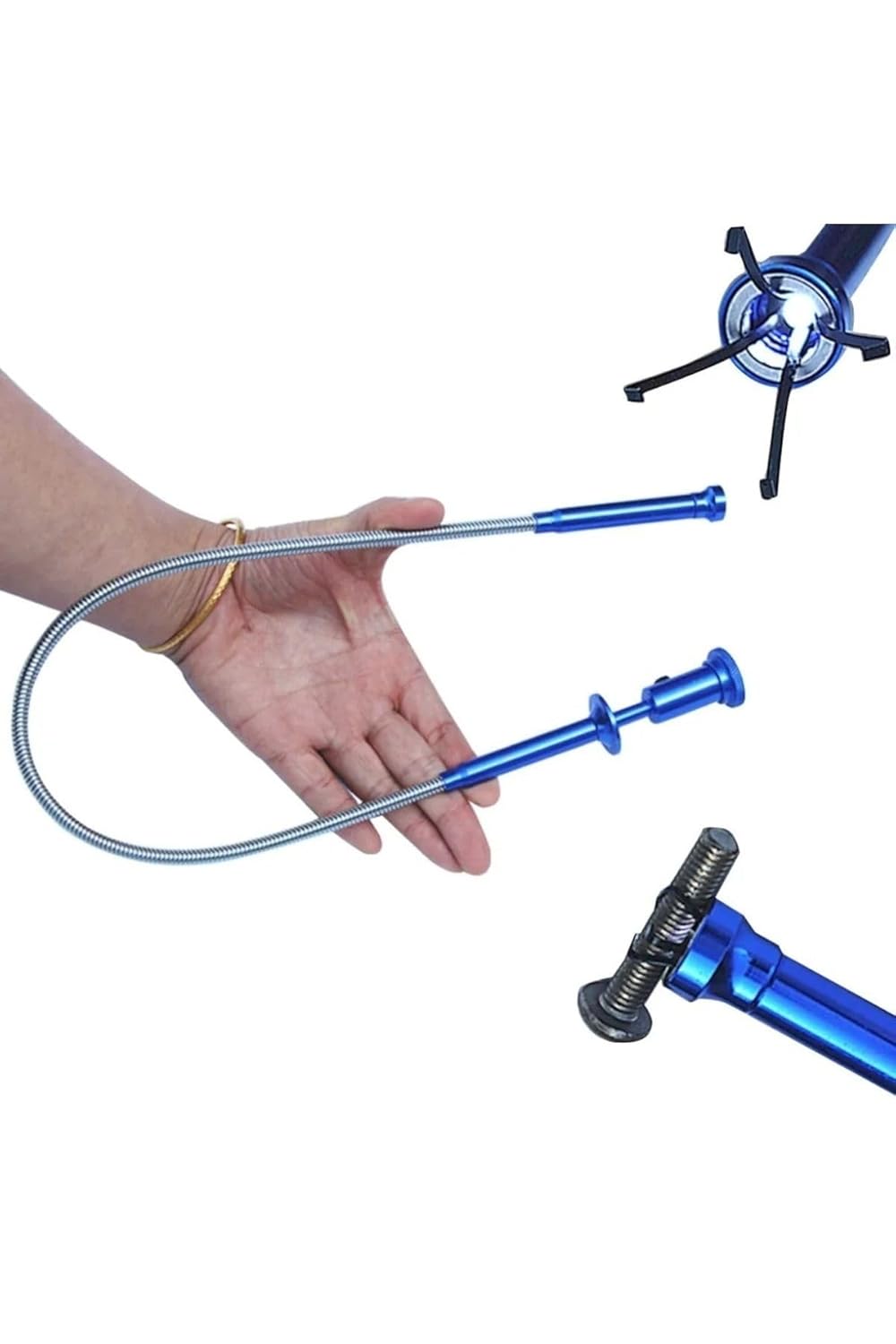 Depolife Spiral Esnek Mıknatıslı Işıklı Kancalı Kıskaç 62Cm Manyetik Vida Tutucu Güçlü Çelik Çene