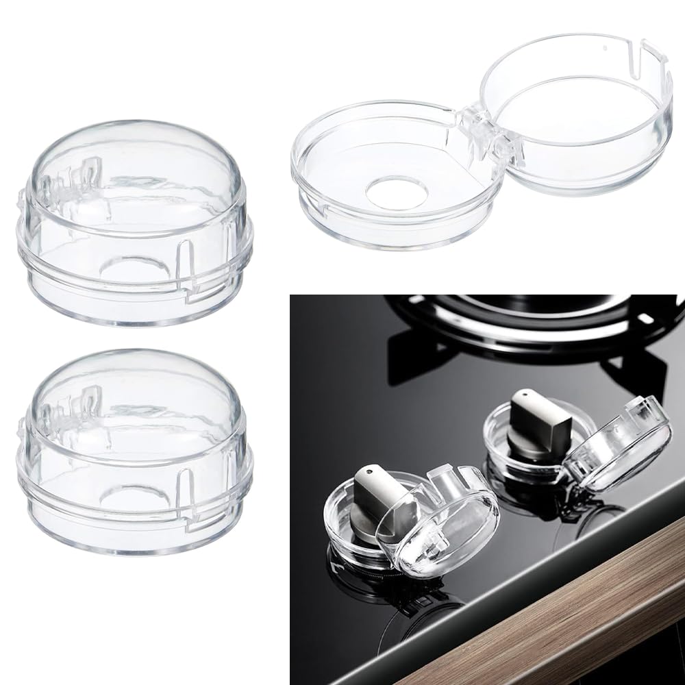 güncelçarşı Isıya Dayanıklı Plastik Ocak Fırın Gaz Düğmesi Koruyucu Düğme Kilidi Emniyet Düzeneği, Mutfak Çocuk Emniyeti (6 cm, Adet, 2)