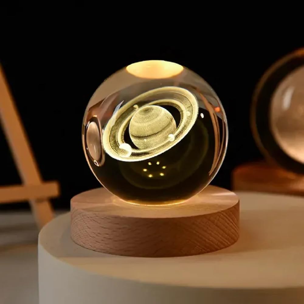 Kristal Küre Gece Lambası (Satürn)
