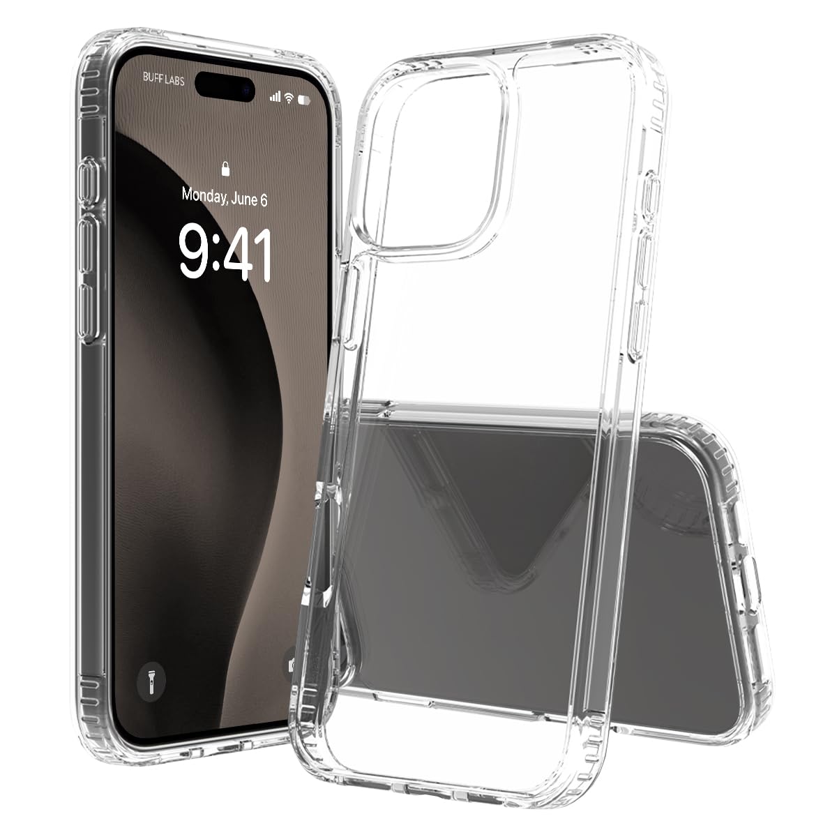 BUFF LABS iPhone 16 Pro Max ile Uyumlu Air Hybrid Darbe Emici TPU + PC Kılıf (Crystal Clear)