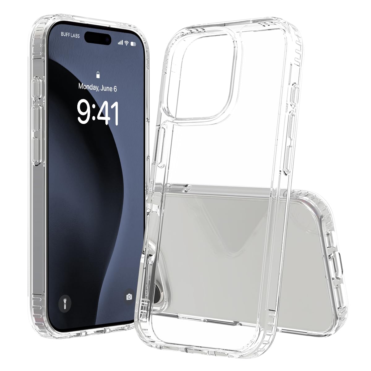 BUFF LABS iPhone 16 Pro ile Uyumlu Air Hybrid Darbe Emici TPU + PC Kılıf (Crystal Clear)