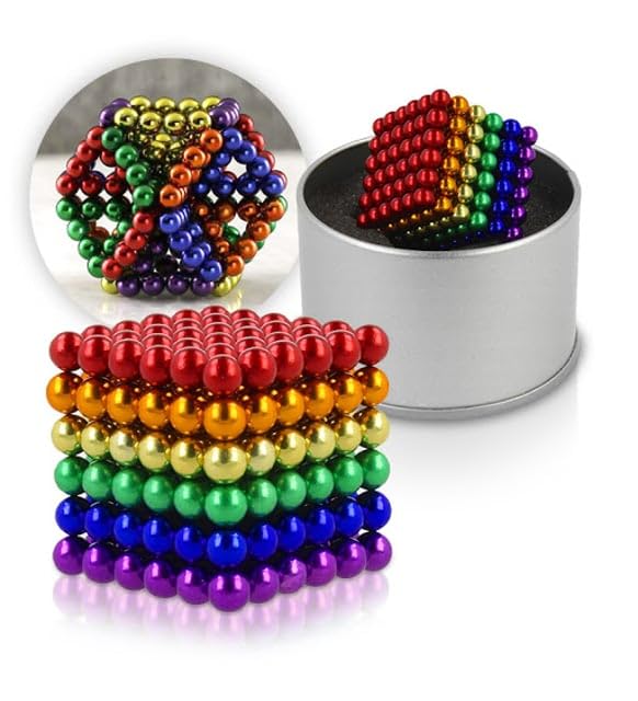 NO NAME Renkli Manyetik Mıknatıs Toplar 5mm 216 Adet Neocube Neo Cube Küp