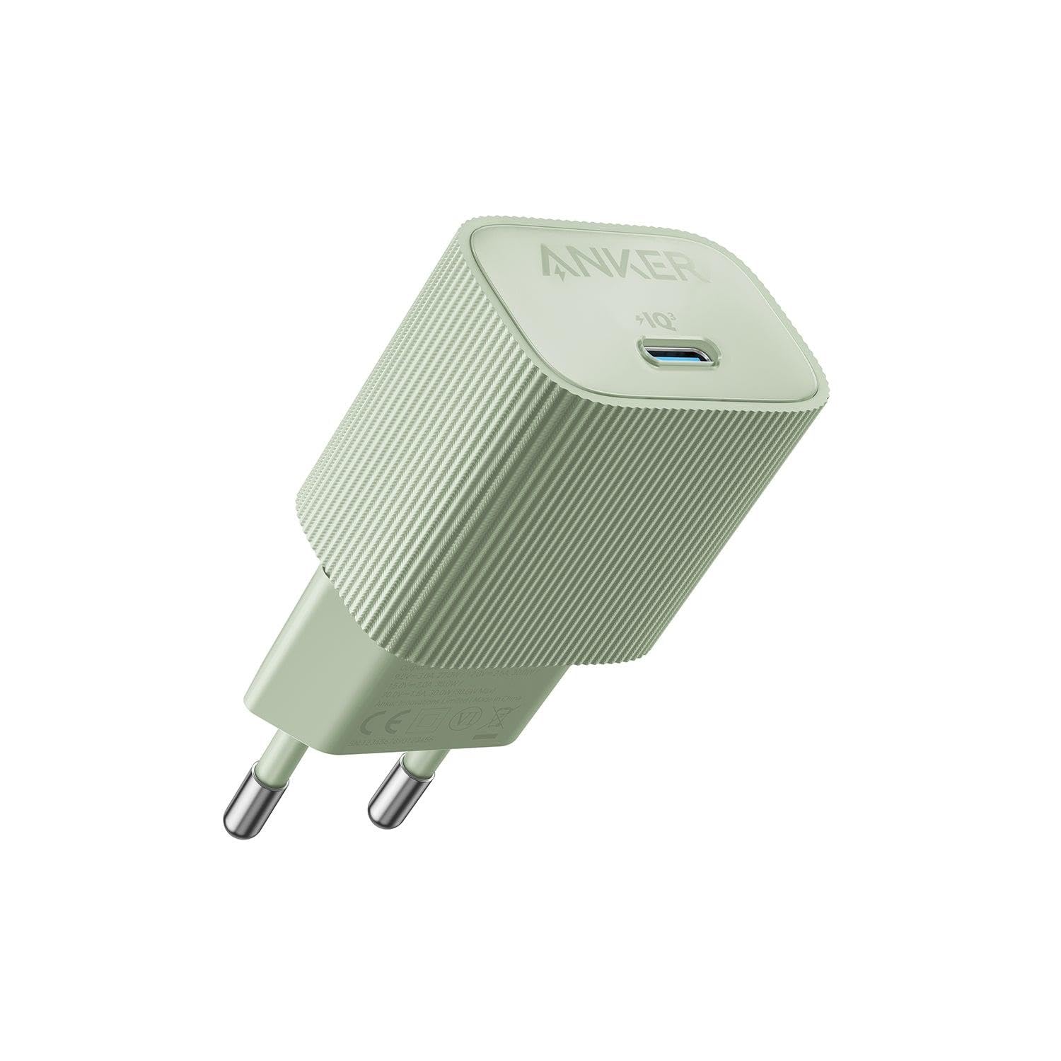 Anker, 511 Nano, USB-C 30W, ActiveShield 2.0 ile Geliştirilmiş Koruma, Şarj Cihazı, Yeşil