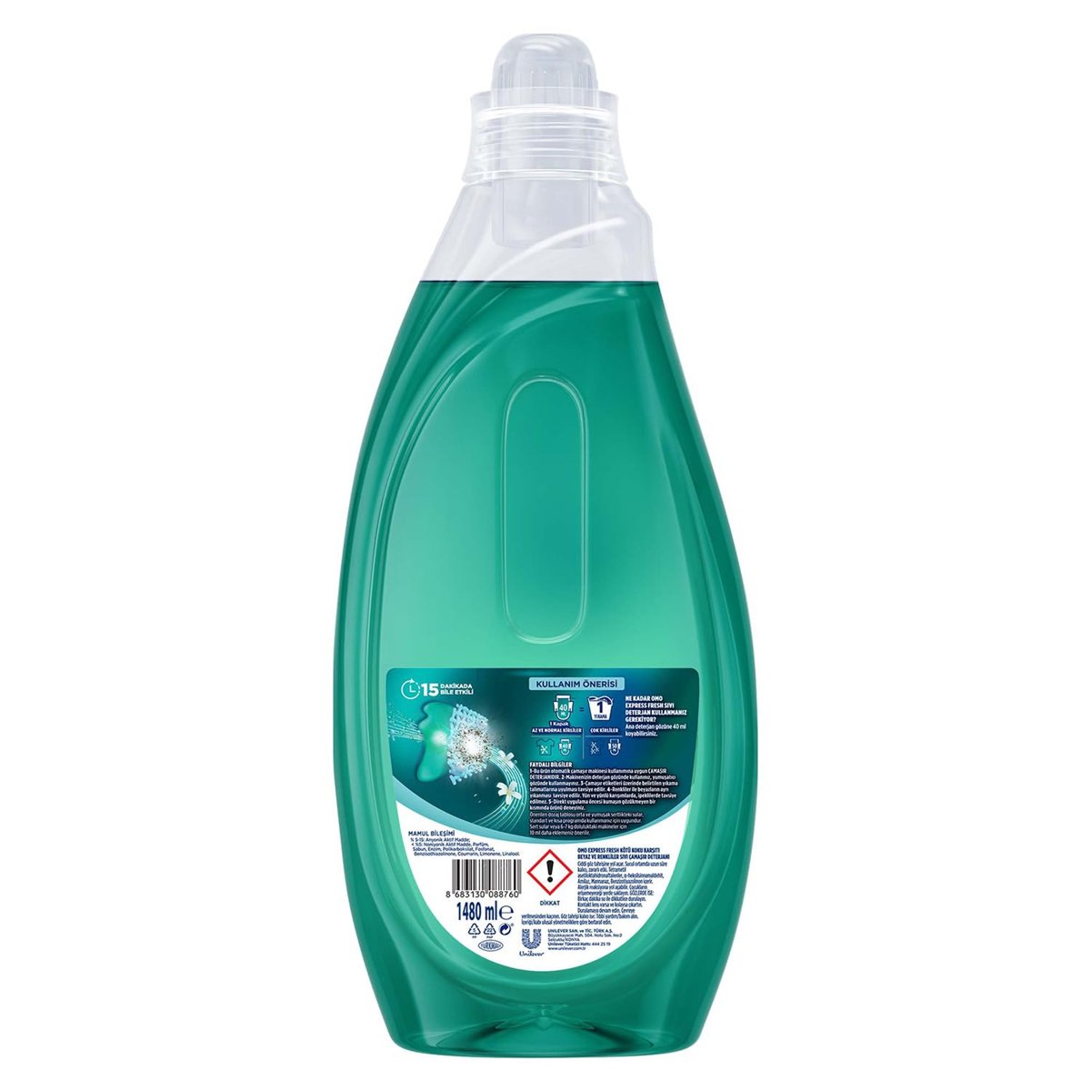OMO Express Fresh Kötü Koku Karşıtı Beyaz ve Renkliler Sıvı Çamaşır Deterjanı, 1480 ml