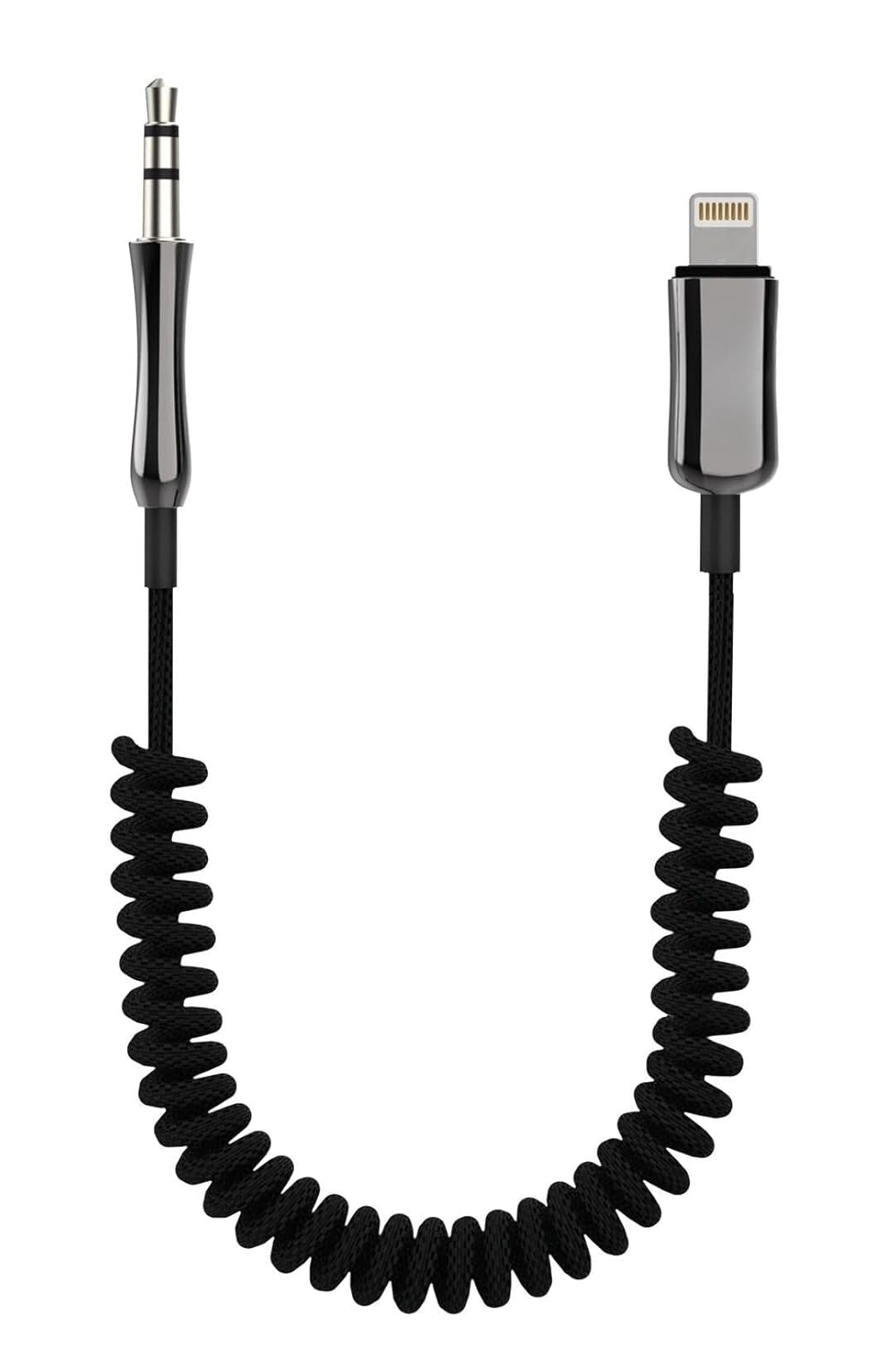 PDAteknoloji iPhone Lightning to 3.5mm Örgülü Spiralli Aux Kablo Dönüştürücü 1m (Tüm Lightning girişli telefonlar ile uyumludur) SA-01