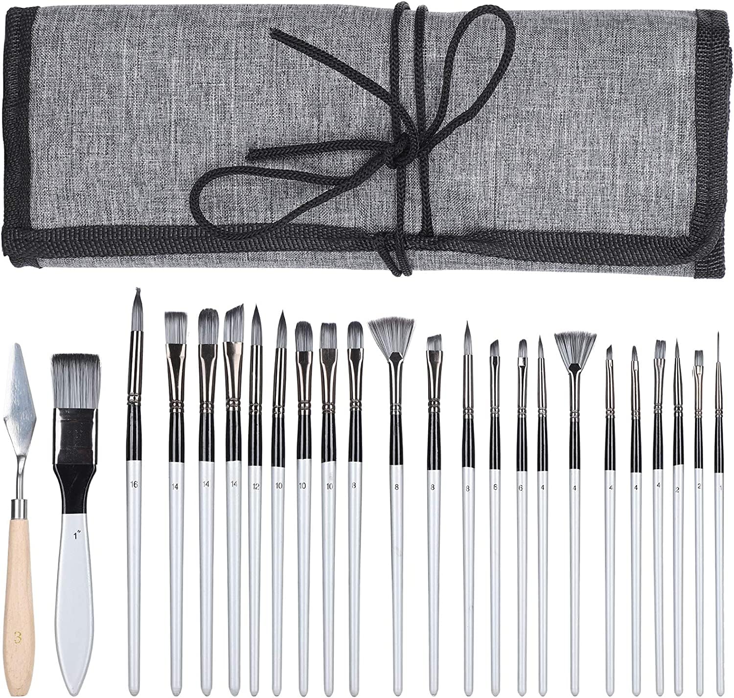 Hannah 24 Parça Akrilik Yağlıboya Suluboya Guaj Boya Fırça Seti Sentetik Fırça Ahşap Sap Kullanışlı Çanta