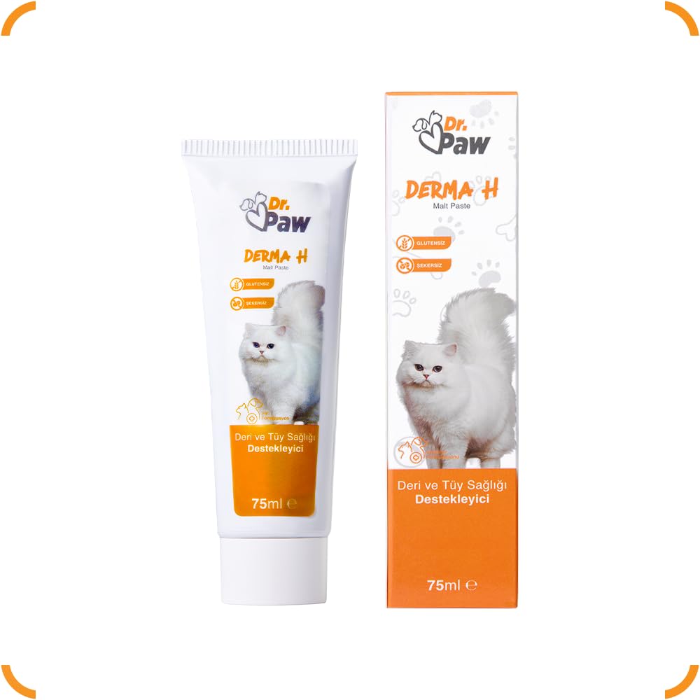 Dr. Paw Derma H: Tüy ve Cilt Sağlığı Destekleyici Malt Paste Kediler İçin Glutensiz ve Şekersiz (100 gr)
