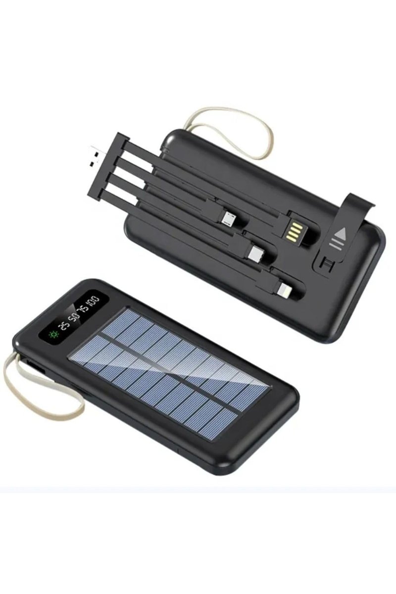 JUNGLEE (1465) 20000 mah solar powerbank güneş enerjili usb çıkışlı kablolu led ışıklı taşınabilir şarj ile uyumlu