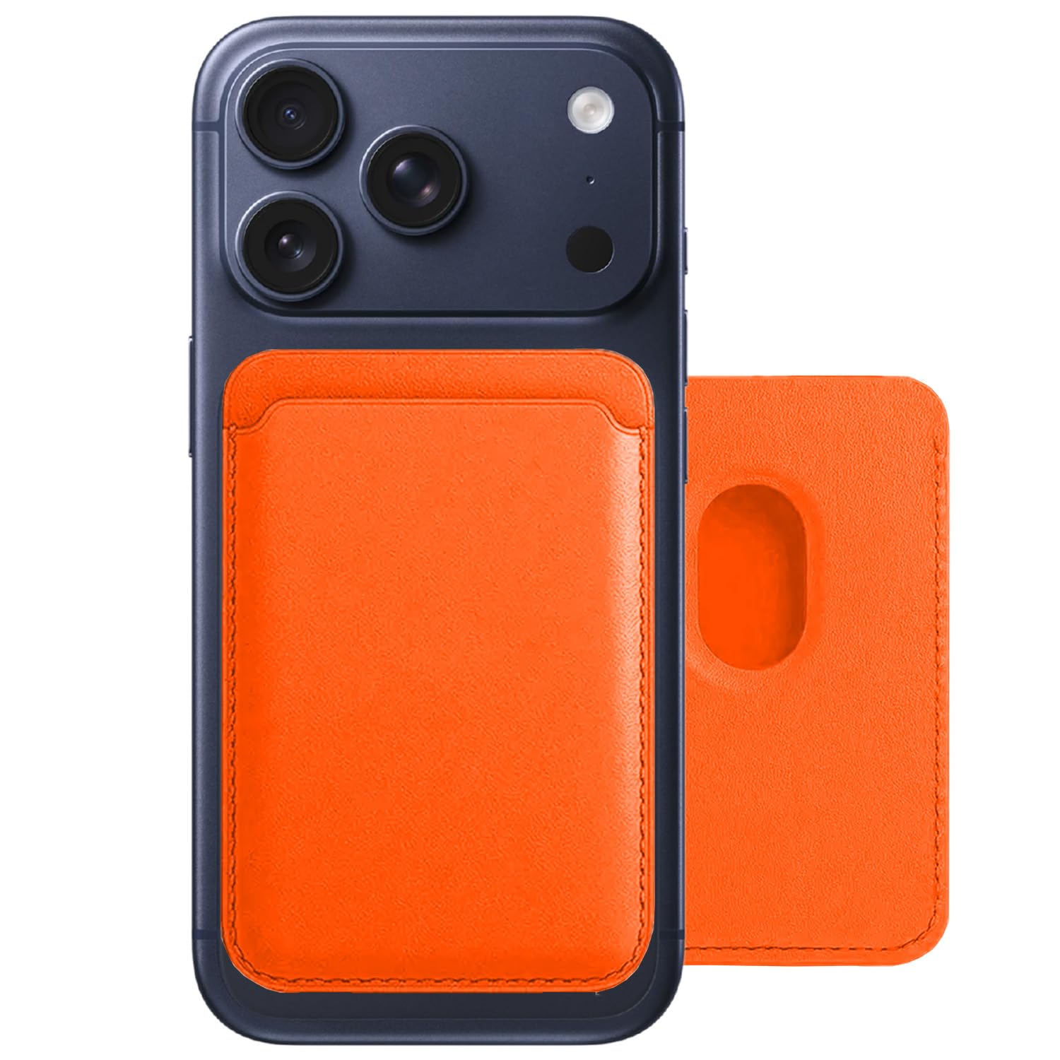 Rongep Apple iPhone 17/16/15/14/13/12 Serisi için Cüzdan MagSafe ile Uyumlu Telefona Tam Oturan Güçlü Manyetiği ile Sıkı Tutuş Sağlayan ve Düşme Yapmayan Mıknatıslı PU Deri Cüzdan Kartlık (Turuncu)