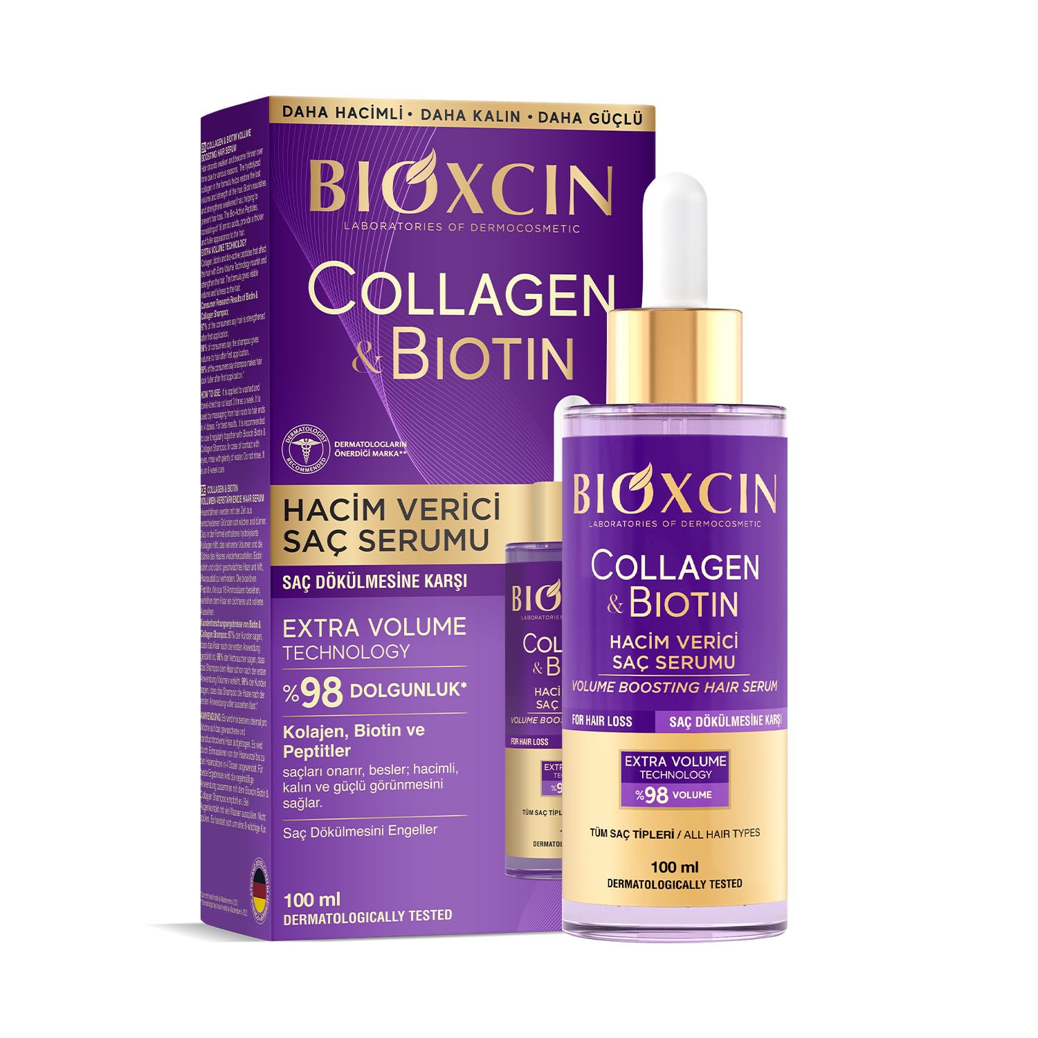 Bioxcin Collagen & Biotin Saç Serumu 100 ml – Saç Dökülmesine Karşı, Hacimlendirici, Hidrolize Kolajen, Biotin ve BioComplex B11 İçerikli