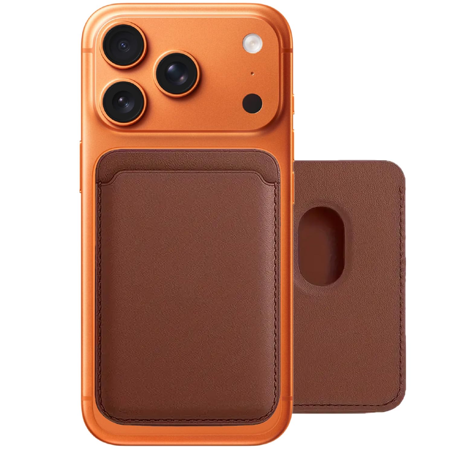 Rongep Apple iPhone 17/16/15/14/13/12 Serisi için Cüzdan MagSafe ile Uyumlu Telefona Tam Oturan Güçlü Manyetiği ile Sıkı Tutuş Sağlayan ve Düşme Yapmayan Mıknatıslı PU Deri Cüzdan Kartlık (Kahverengi)