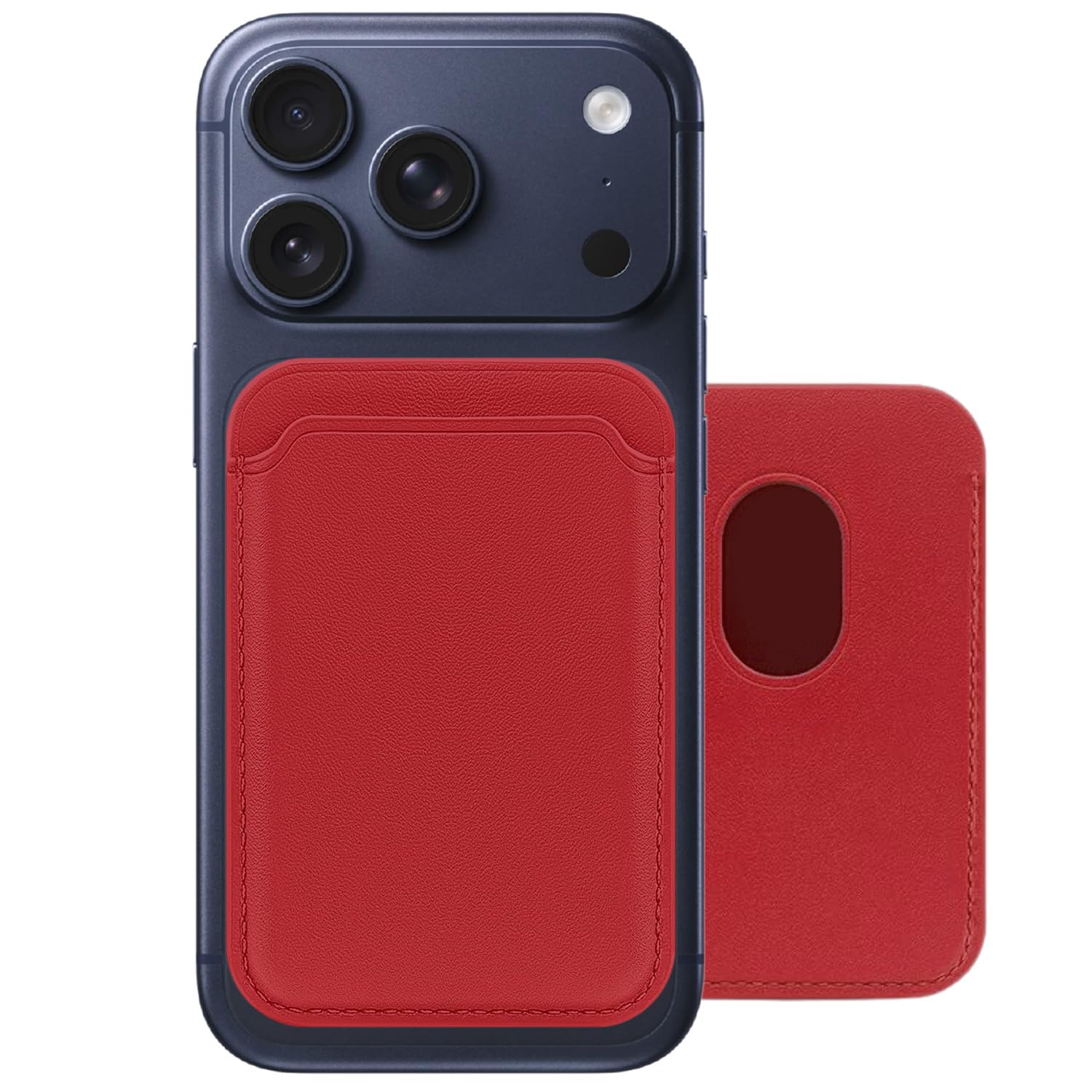 Rongep Apple iPhone 17/16/15/14/13/12 Serisi için Cüzdan MagSafe ile Uyumlu Telefona Tam Oturan Güçlü Manyetiği ile Sıkı Tutuş Sağlayan ve Düşme Yapmayan Mıknatıslı PU Deri Cüzdan Kartlık (Kırmızı)