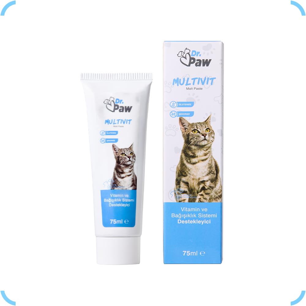 Dr. Paw Multivit: Kediler İçin Günlük Vitamin Takviyesi Glütensiz ve Şekersiz (100 gr)