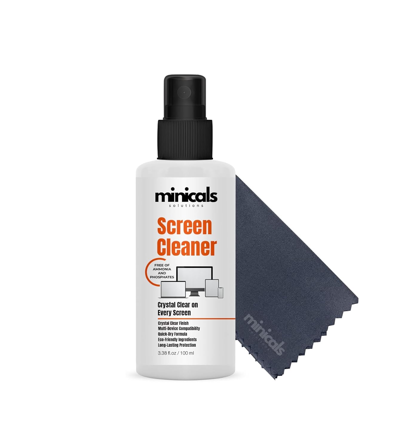 Telefon, Tablet ve Bilgisayar için Ekran Temizleyici Sprey & Mikrofiber Bez (100ml)