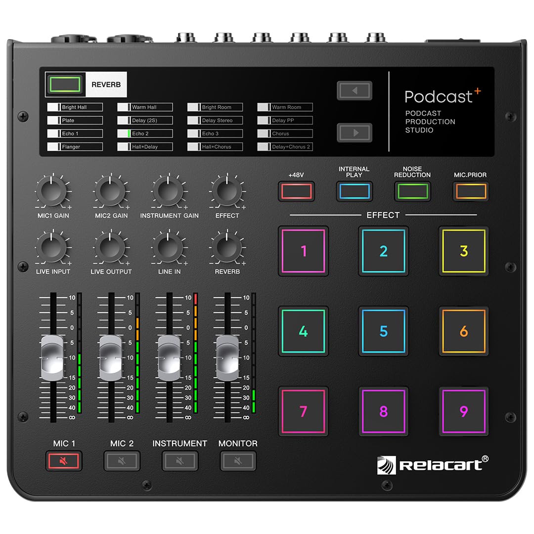 Relacart Podcast+ Production Studio | Tiktok | Instagram | Youtube | Podcast Efektli Canlı Yayın Ses Mikseri | (PC | MAC | Android | iOS | iPad OS Uyumlu)