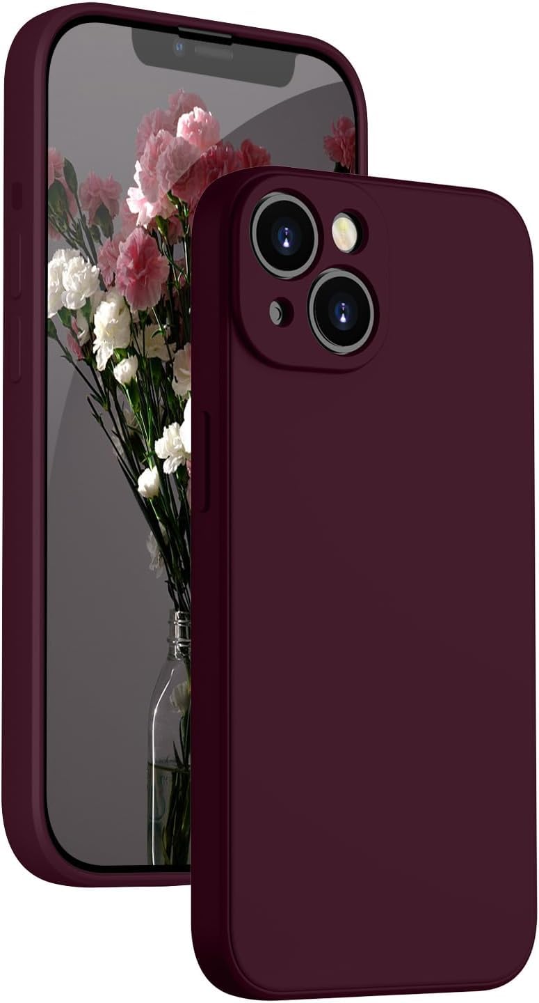 CONSTRAIN iPhone 13 ile uyumlu Kadife Astarlı Bordo Mat Silikon Kılıf – Kamera Korumalı, Şok Emici