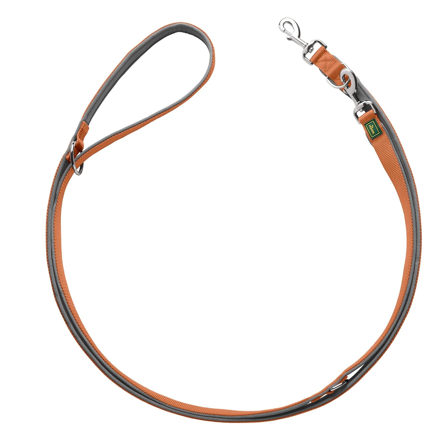 HUNTER Ayarlanabilir kılavuz ipi NEOPREN, Renk: Bakır/gri, dayanıklı naylon, 3 kademeli ayarlama imkanı, yumuşak neopren dolgu, günlük kullanım ve antrenman için ideal, Boyut: 15/200