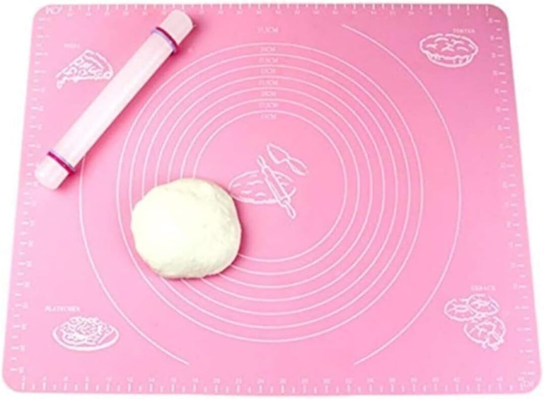 Baker Home Büyük Boy Silikon Hamur Açma Matı 65x45 cm (Pembe)