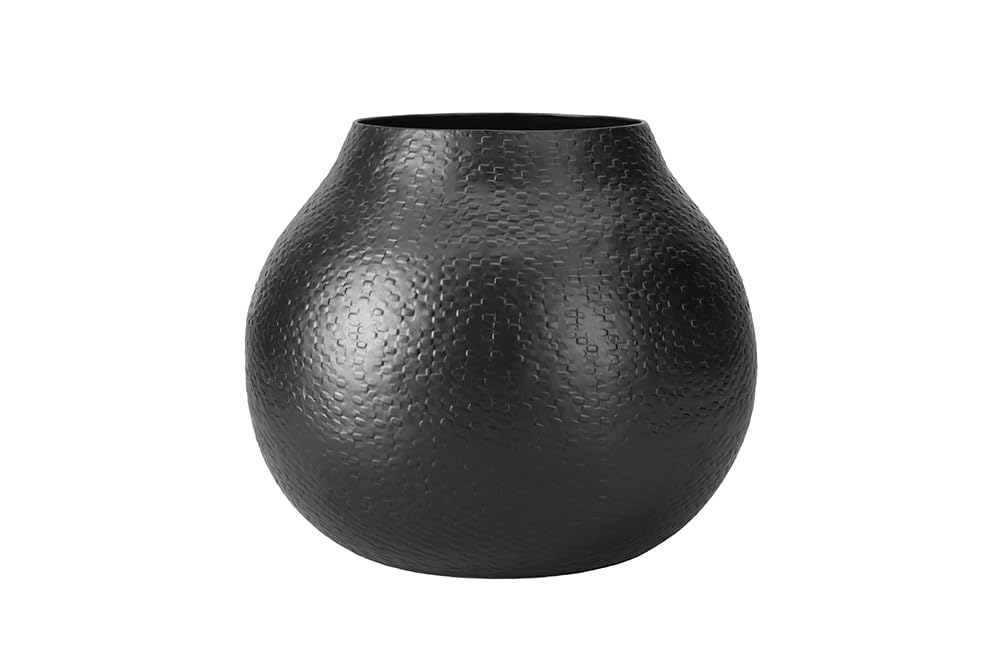 Porland Sia Siyah Yuvarlak Vazo 23cm