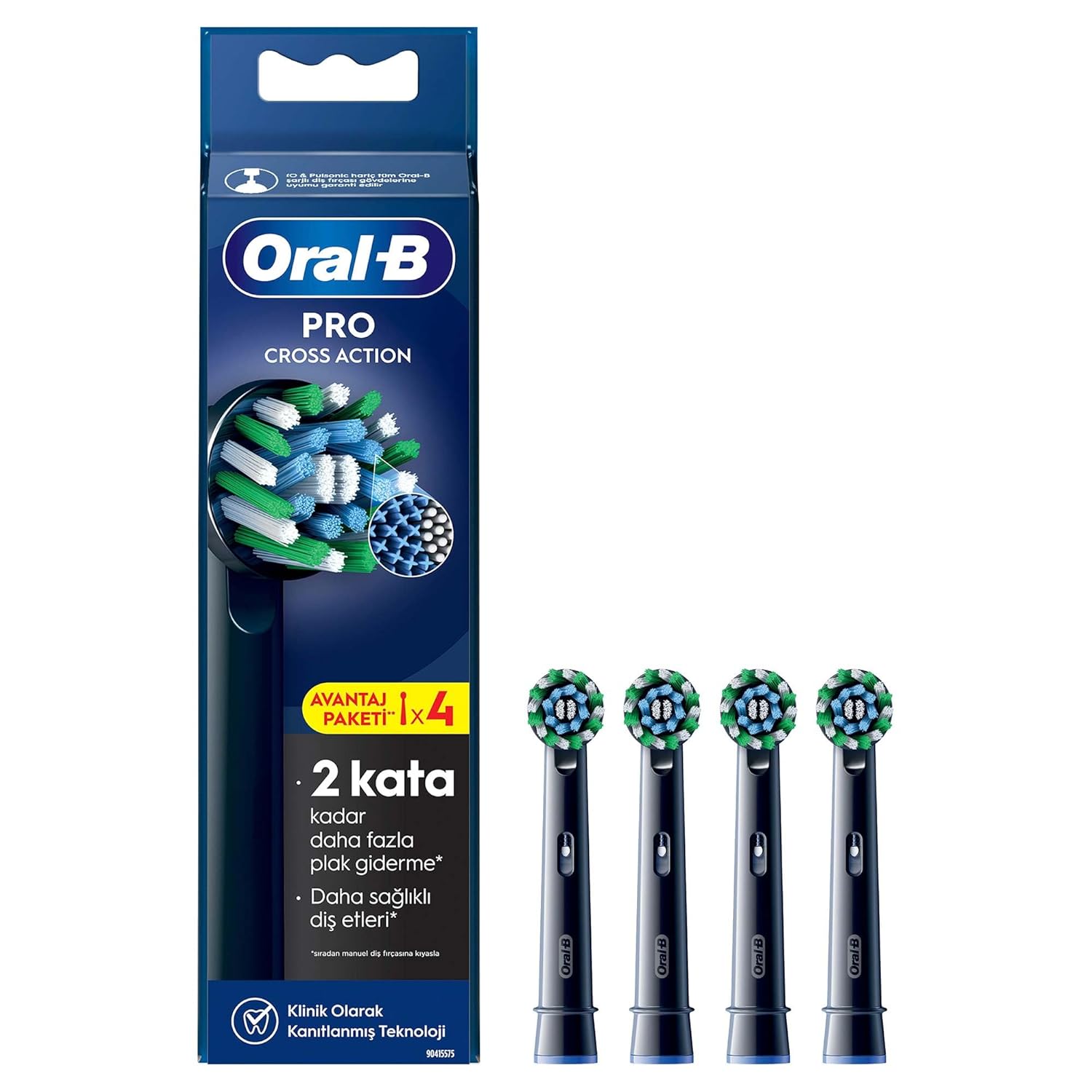 Oral-B Cross Action X-Filament Siyah Şarjlı Diş Fırçası Yedek Başlığı 4 Adet