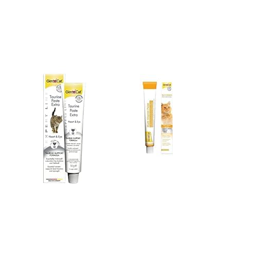 GimCat Kedi Macunu Taurin Paste Extra, Tamamlayıcı Mama, 50 g & GimCat Multi-Vitamin Kediler İçin Tamamlayıcı Mama, 20 g