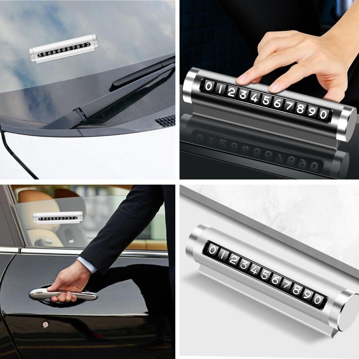 BUFFER® Alüminyum Kasa Gri Renk Çevirmeli Araç İçi Telefon Numaratörü Park Oto Numaratörü