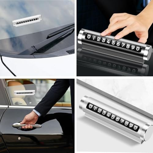 BUFFER® Alüminyum Kasa Gri Renk Çevirmeli Araç İçi Telefon Numaratörü Park Oto Numaratörü