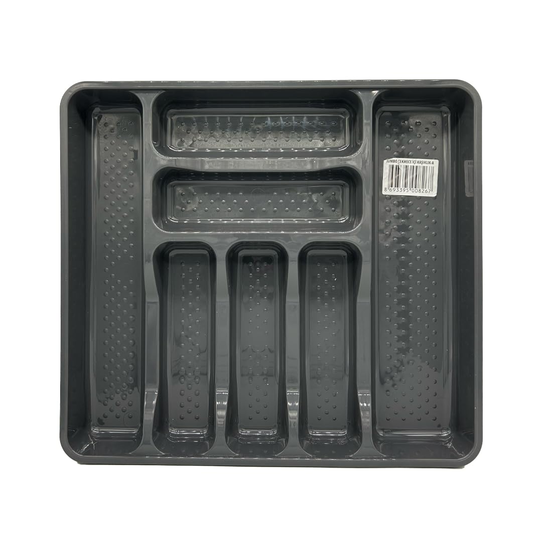 Sev Plastik 39x42,5x5 CM Çekmece İçi Jumbo Boy 7 Gözlü Kaşıklık Antrasit