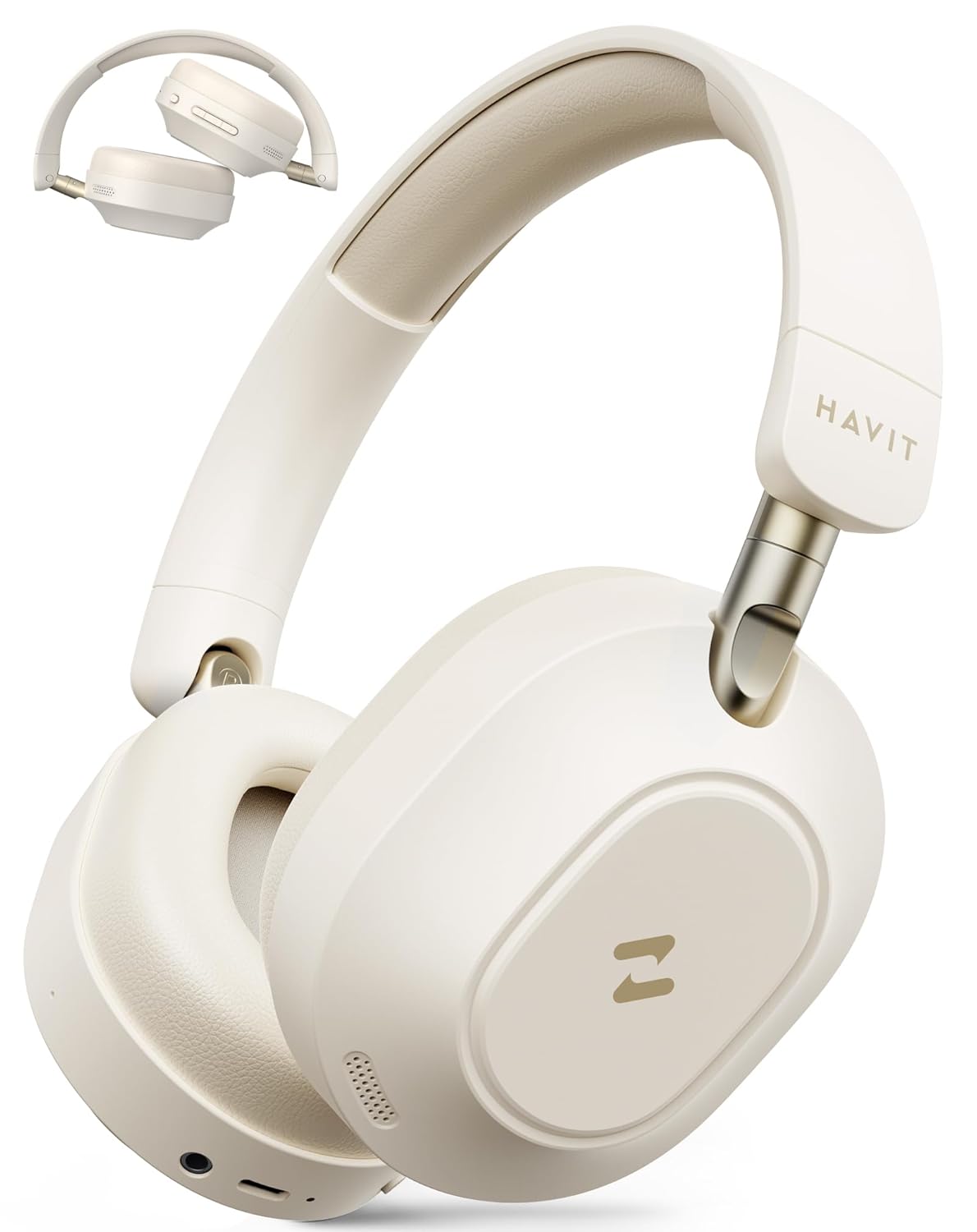 Havit H668BT ANC Bluetooth Kulaküstü Kulaklık - 80 Saat, Anc, Çift Cihaz Desteği, Hi-Res Audio (Bej)