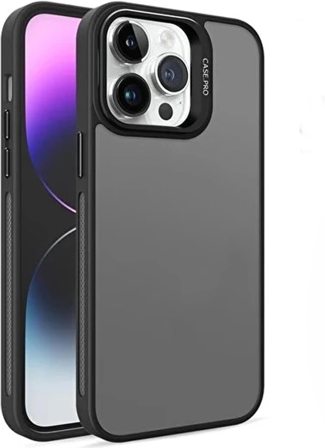 Coverzone iPhone 13 ile uyumlu Kamera Lens Aparatlı Stand Olabilen Kamera Korumalı Şeffaf Transparan Siyah Full Color Telefon Kılıfı