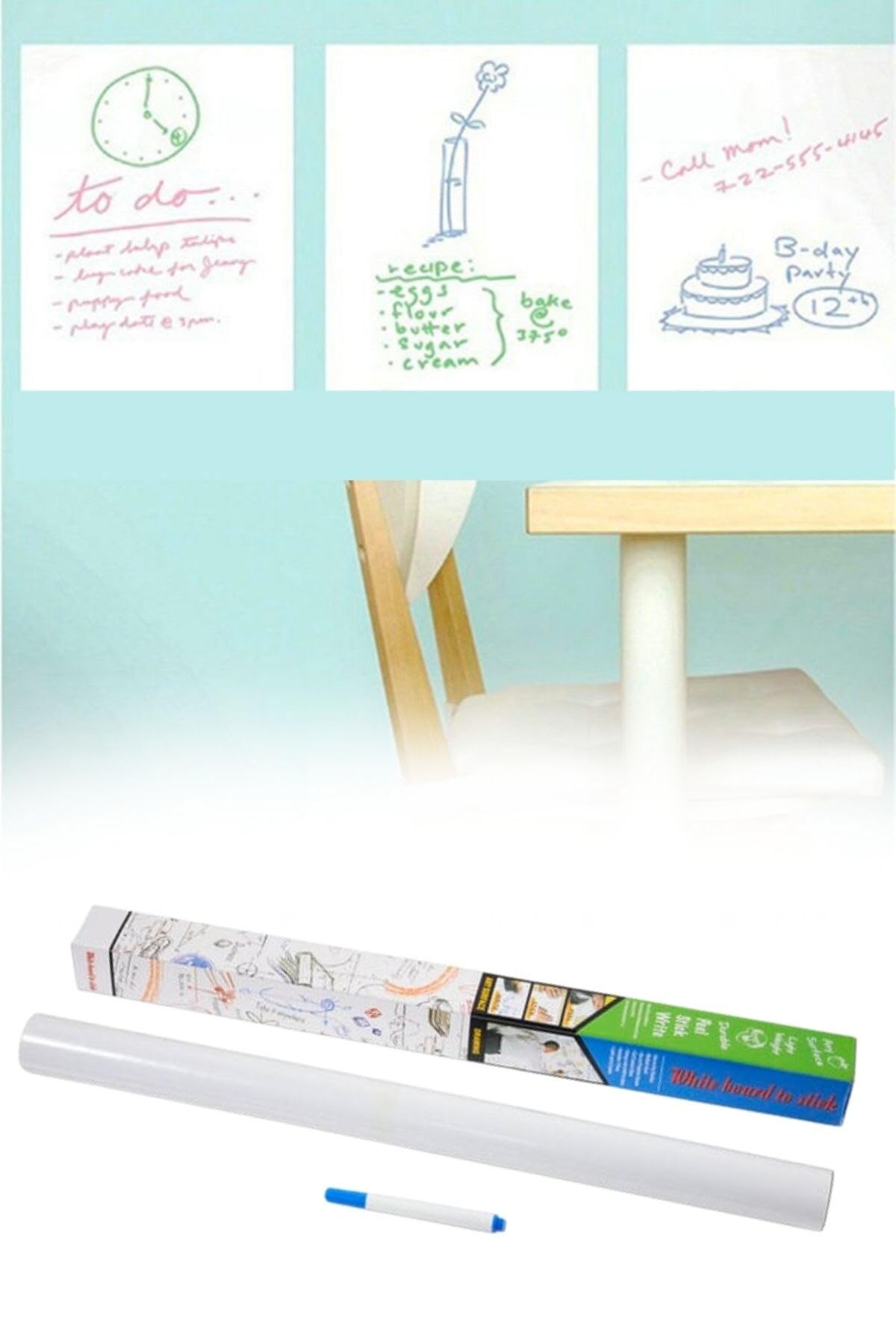 BUFFER® Silinebilir Kalemli Sticker Duvara Yapışabilen Yazı Tahtası 60x100 cm
