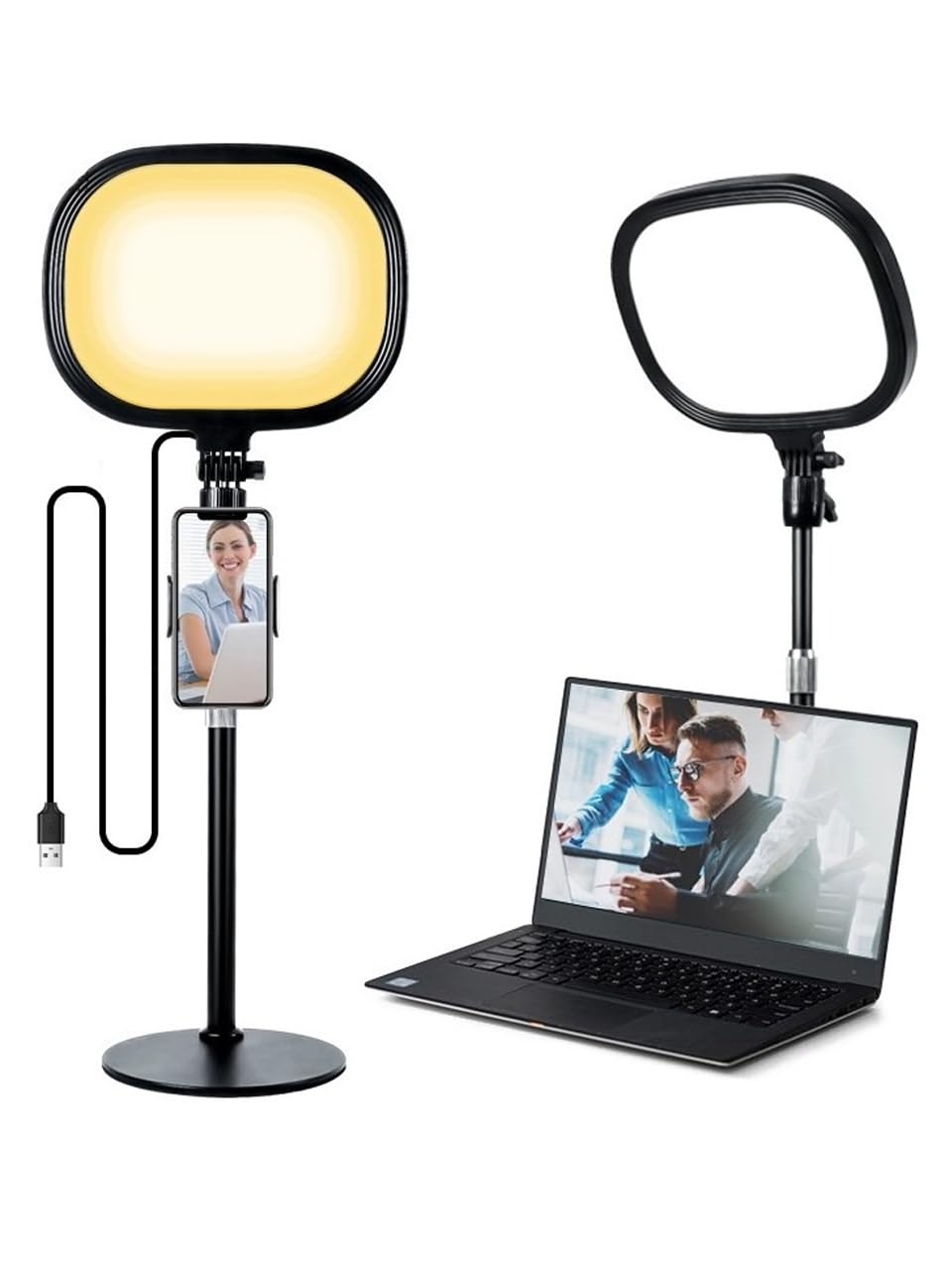 Coverzone Beyaz Sarı Led Aydınlatma Video ve Fotoğraf Çekimi için Sürekli Işık Youtuber Twich Yayın Işığı Ürün Göresel Fotoğraflama Tripodlu Aydınlatma 23cm SY-039 (SY-039)