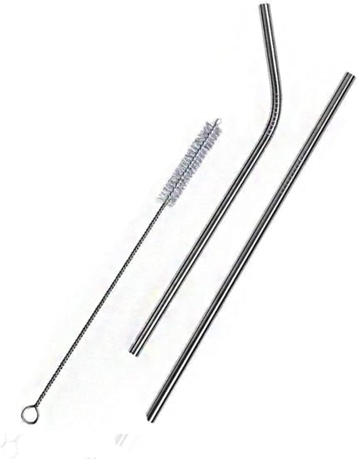 2'li Paslanmaz Çelik Pipet Seti + Temizleme Fırçası | Yeniden Kullanılabilir, Çevre Dostu, Dayanıklı Metal İçecek Pipeti | Sürdürülebilir Seçim