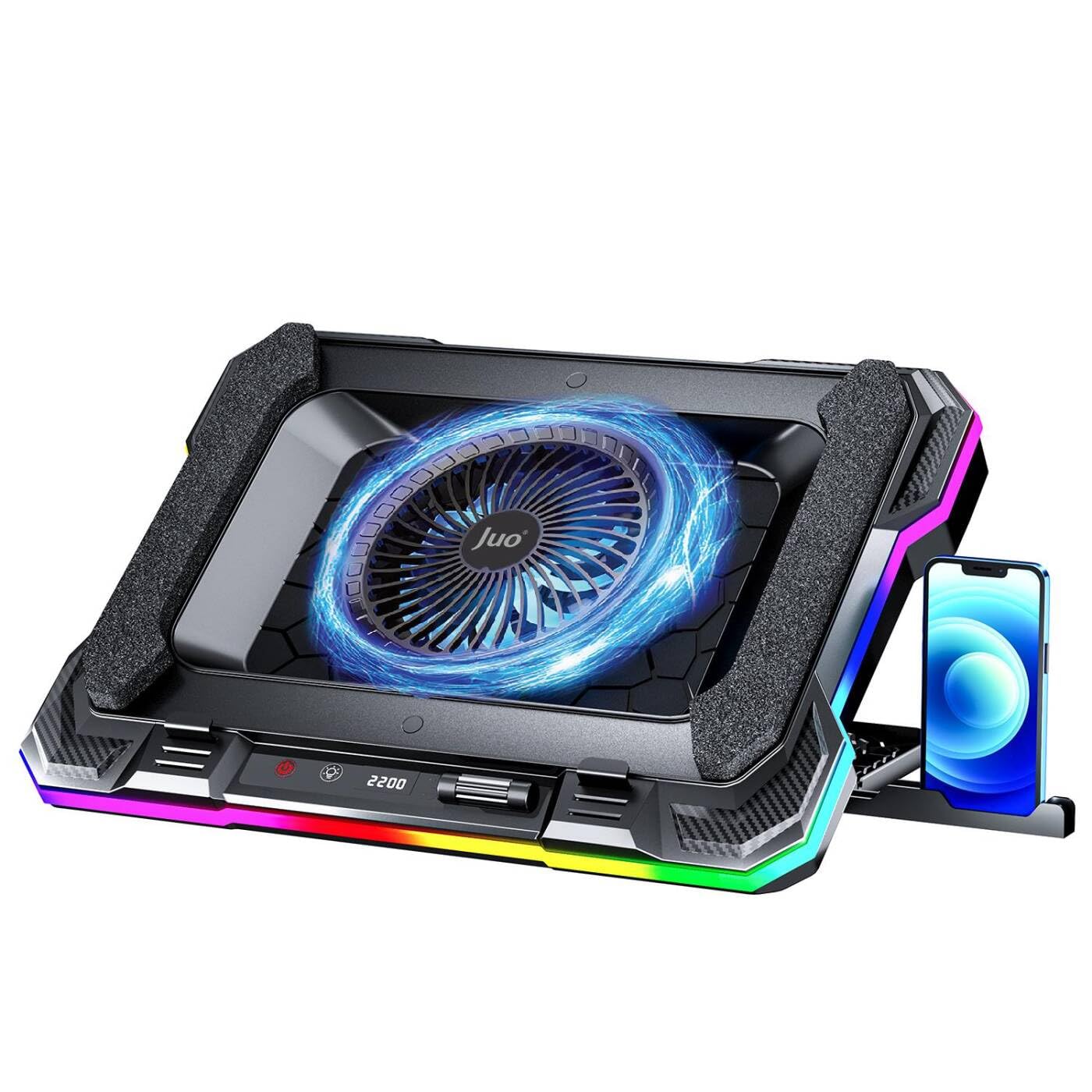 Juo Yeti 2200RPM RGB Işıklı Led Display Gaming Laptop Notebook Soğutucu Stand
