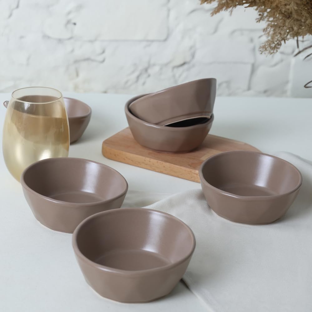 Keramika Mat Toprak Taupe Kristal Çerezlik/Sosluk 12 Cm 6 Adet 977