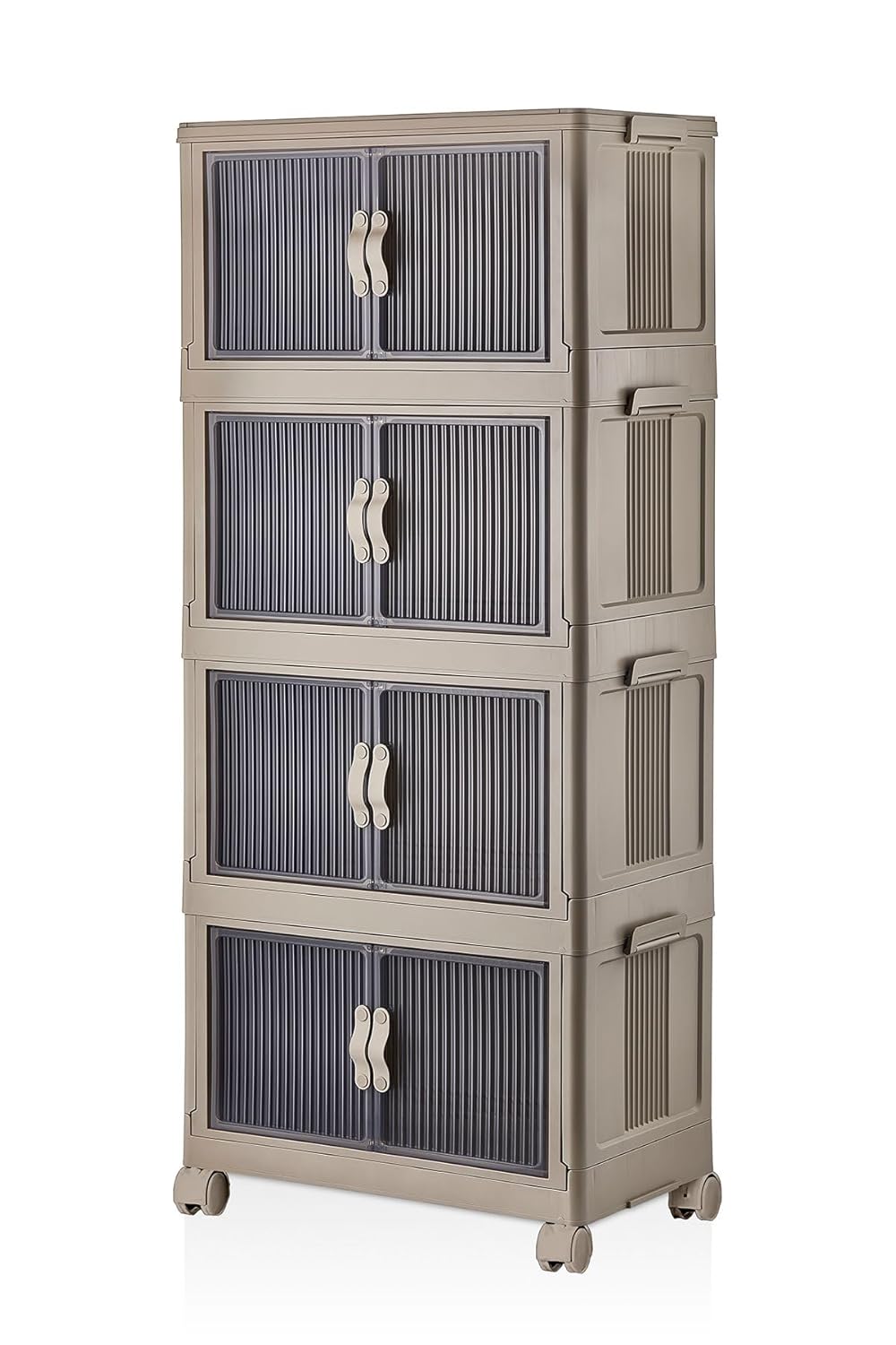 Evle Katlanabilir Modüler Dolap 4 lü 54 cm x 31,7 cm x 127 cm (Kahverengi)