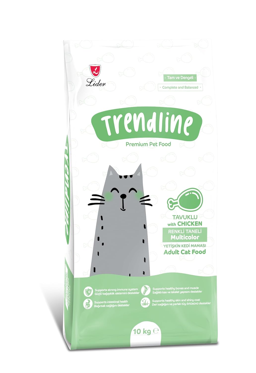 Trendline Renkli Taneli Tavuklu Yetişkin Kedi Mamasi 10 Kg