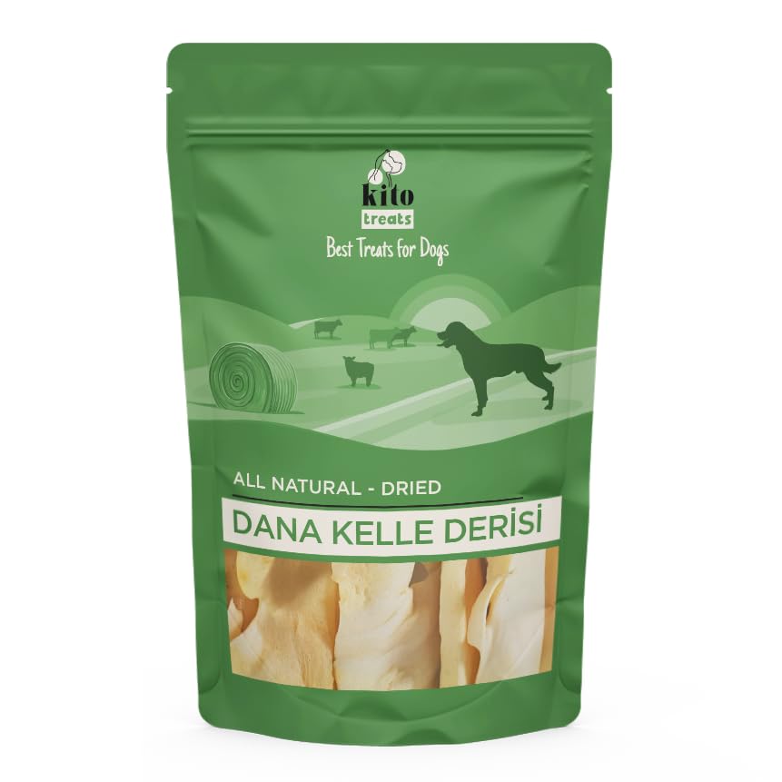 Kito Kurutulmuş Dana Kelle Derisi Çiğnemelik Köpek Ödül Maması%100 Doğal, Glutensiz, Organik 100 gr (Dog Treat)